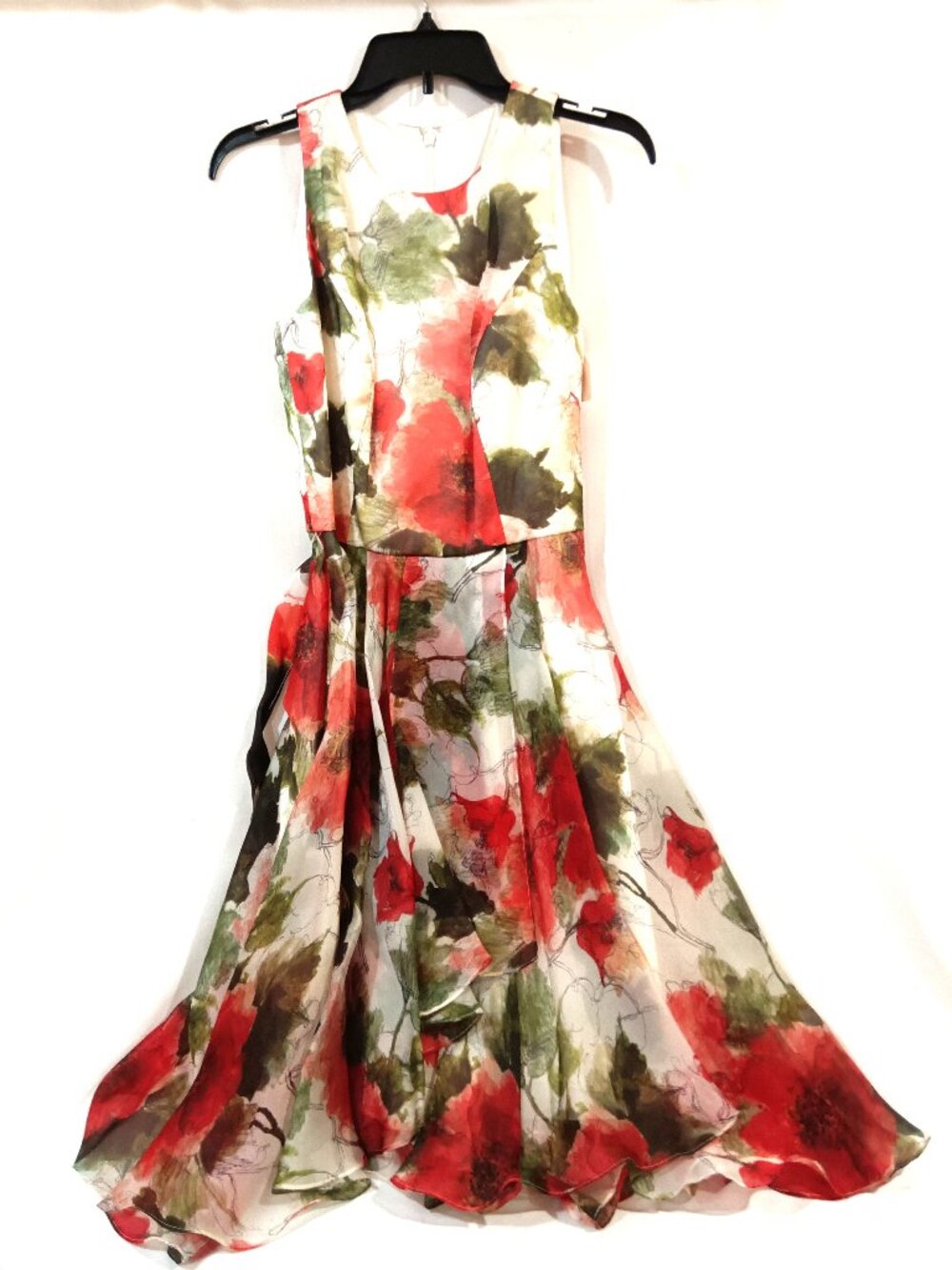 Carmen Marc Valvo Midi Dress Size 6 Vintage Women Sundress & Belt Floral NWT